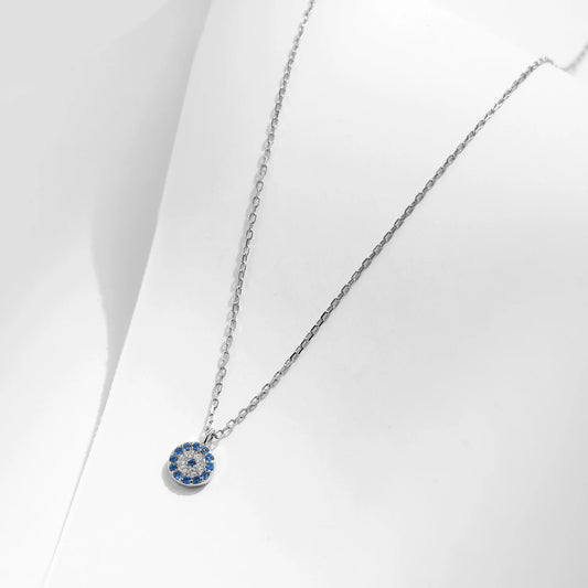 Lustrevia 925 Sterling Silver Blue Eye Zirconia Pendant Necklace