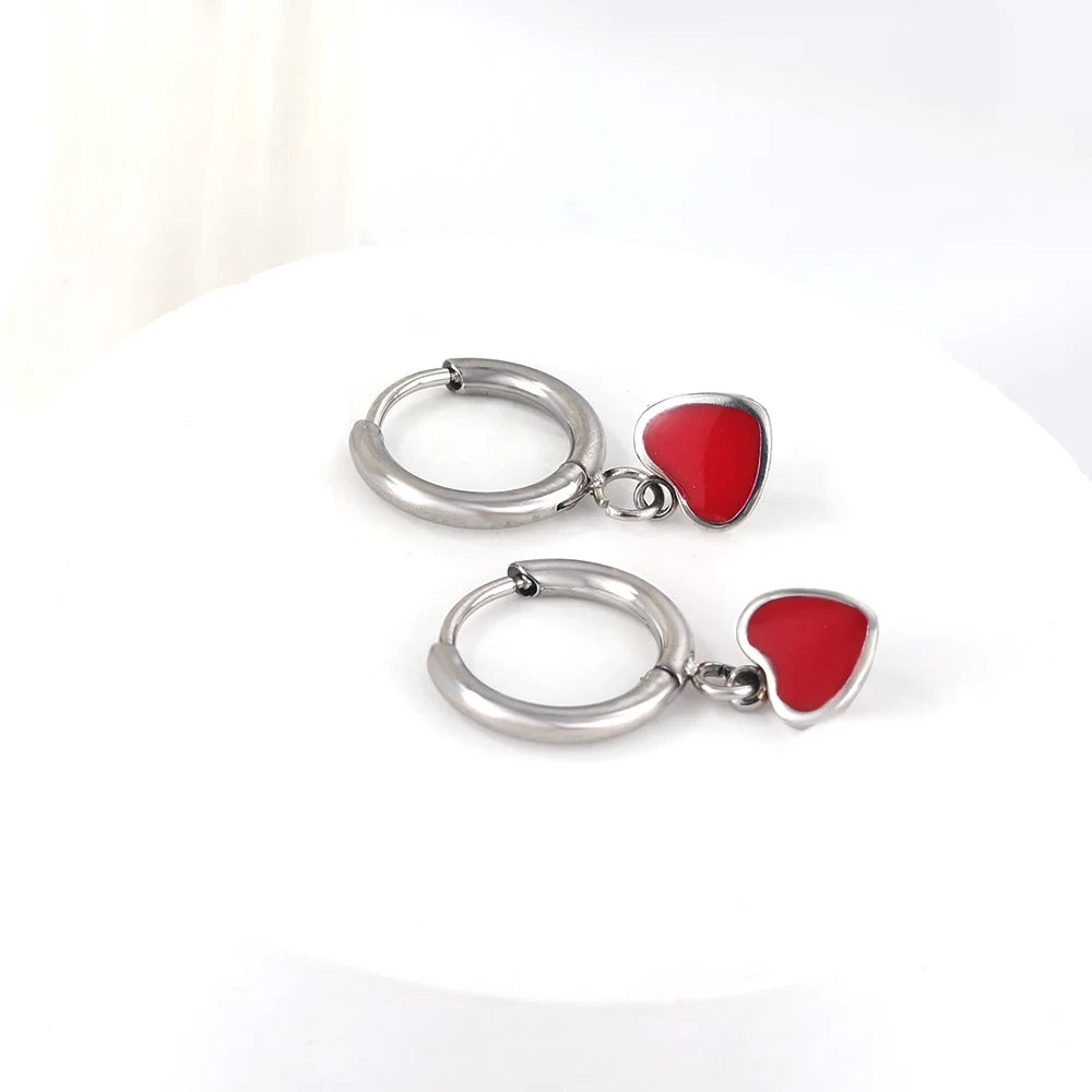 Lustrevia Heart-Shaped Pendant Earrings