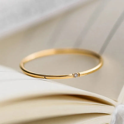 Lustrevia 18K Gold Plated Ultra Slim CZ Stackable Ring