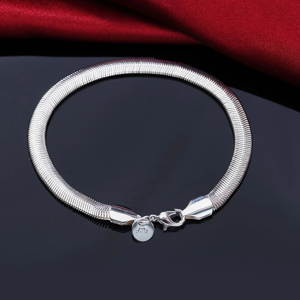Lustrevia 925 Sterling Silver Solid Chain Charm Bracelet