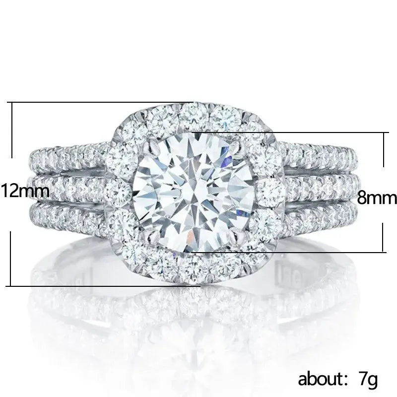 Lustrevia 925 Sterling Silver Square Moissanite Engagement Ring