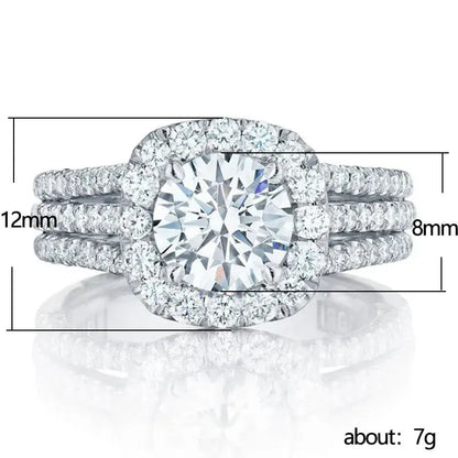 Lustrevia 925 Sterling Silver Square Moissanite Engagement Ring