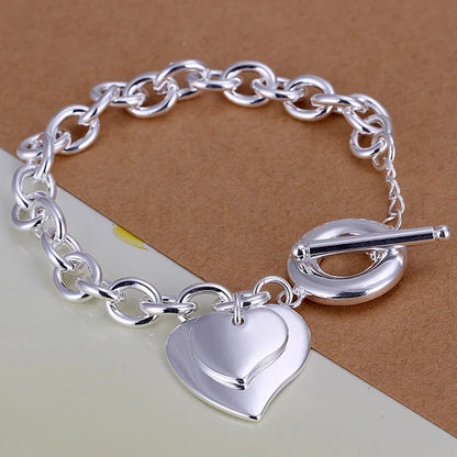 Lustrevia 925 Sterling Silver Solid Chain Charm Bracelet