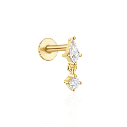 Lustrevia 925 Sterling Silver CZ Screw-Back Stud Earrings