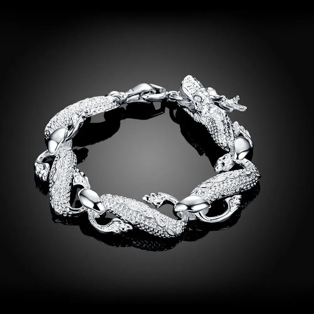 Lustrevia 925 Sterling Silver Solid Chain Charm Bracelet