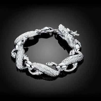 Lustrevia 925 Sterling Silver Solid Chain Charm Bracelet