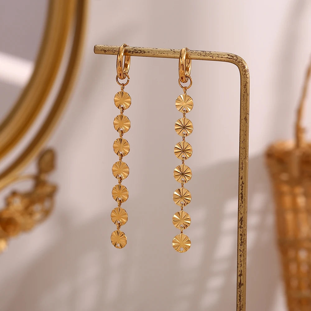 Lustrevia 18K Gold Plated Snowflake Tassel Hoop Earrings