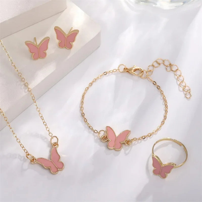 Lustrevia Gold Butterfly 5-Piece Jewelry Set