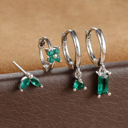 Lustrevia 18K Gold Plated CZ Flower Hoop Earrings Set