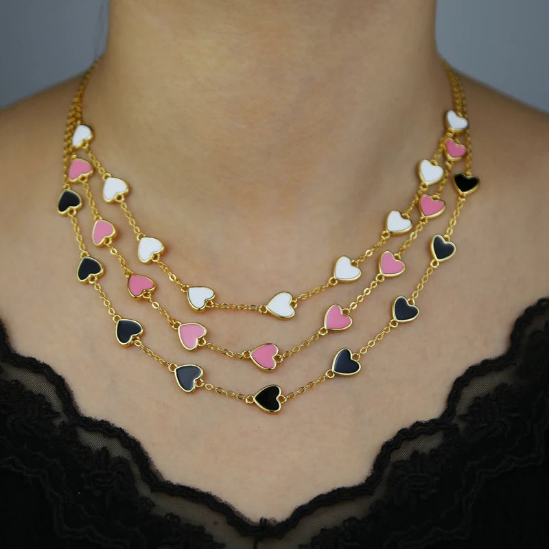 Lustrevia Heart Necklace Enamel Pendant