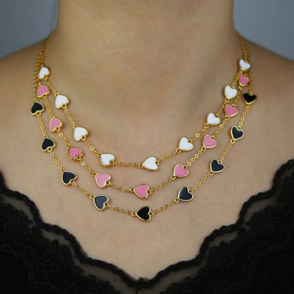 Lustrevia Heart Necklace Enamel Pendant