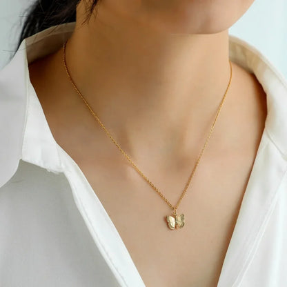 Lustrevia Gold-Tone Butterfly Pendant Necklace