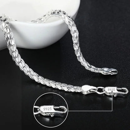 Lustrevia 925 Sterling Silver Solid Chain Charm Bracelet