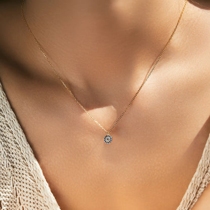 Lustrevia 925 Sterling Silver Blue Eye Zirconia Pendant Necklace