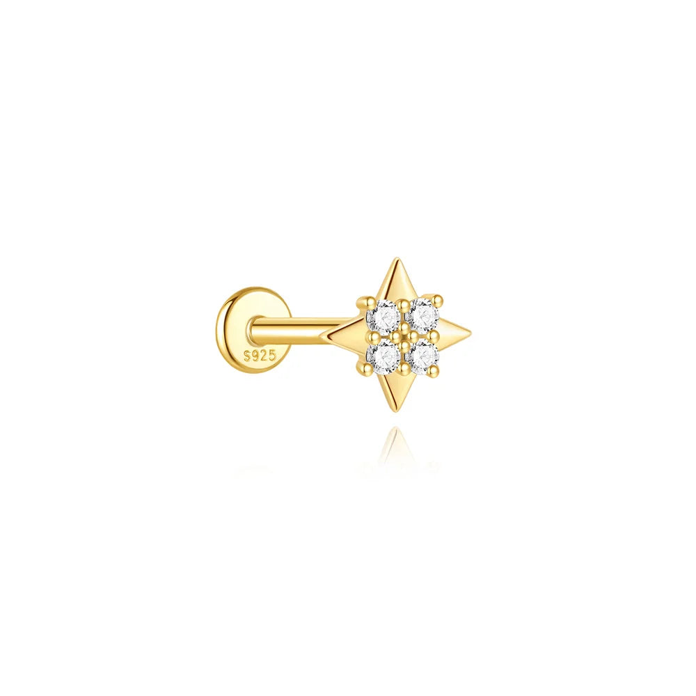 Lustrevia 925 Sterling Silver CZ Screw-Back Stud Earrings