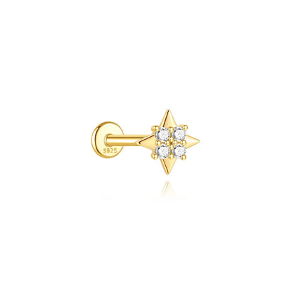 Lustrevia 925 Sterling Silver CZ Screw-Back Stud Earrings