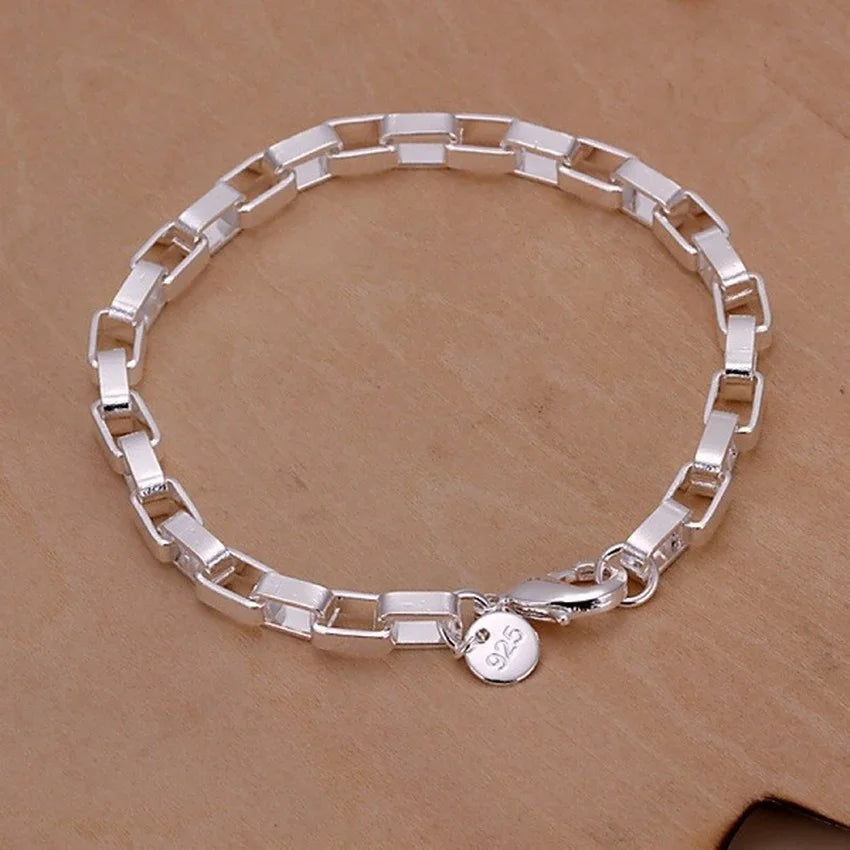 Lustrevia 925 Sterling Silver Solid Chain Charm Bracelet