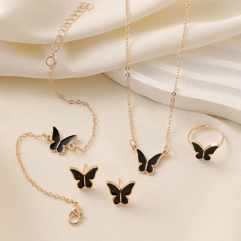Lustrevia Gold Butterfly 5-Piece Jewelry Set