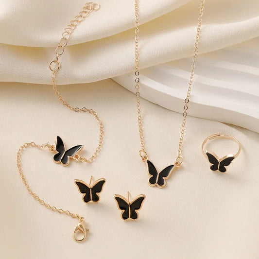 Lustrevia Gold Butterfly 5-Piece Jewelry Set