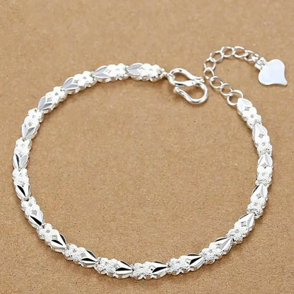 Lustrevia 925 Sterling Silver Solid Chain Charm Bracelet