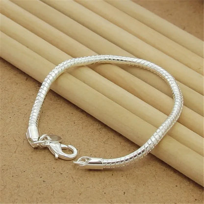 Lustrevia 925 Sterling Silver Solid Chain Charm Bracelet
