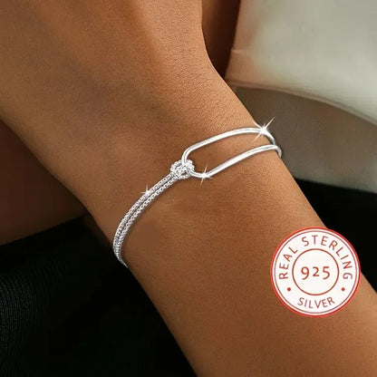 Lustrevia 925 Sterling Silver Minimalist Geometric Collage Bracelet
