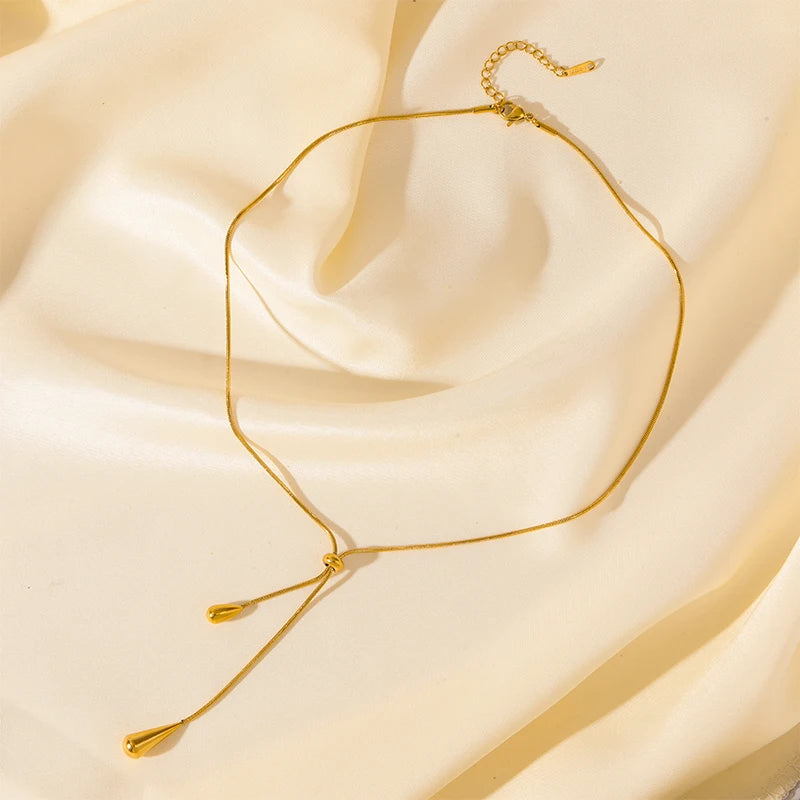 Lustrevia 18K Gold Plated Water Drop Pendant Necklace