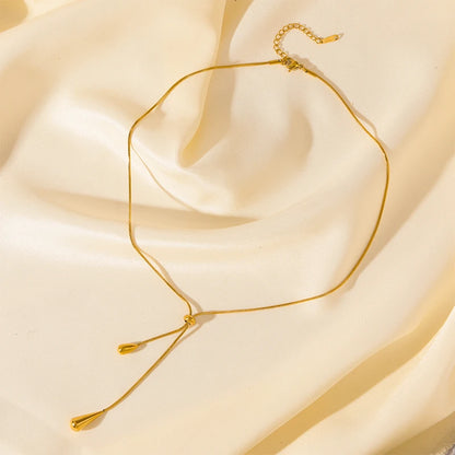Lustrevia 18K Gold Plated Water Drop Pendant Necklace