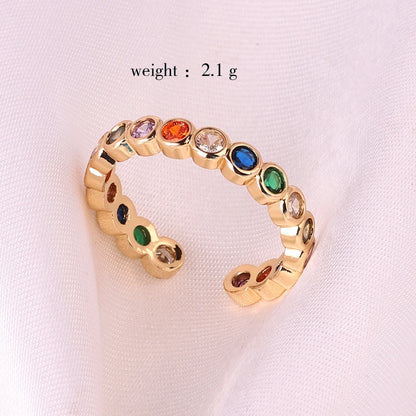 Lustrevia Rainbow Ring Gold Color Green Zircon Finger
