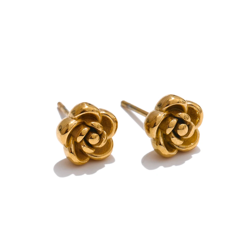 Lustrevia PVD Gold & Platinum Rose Flower Necklace, Bracelet & Earrings Set