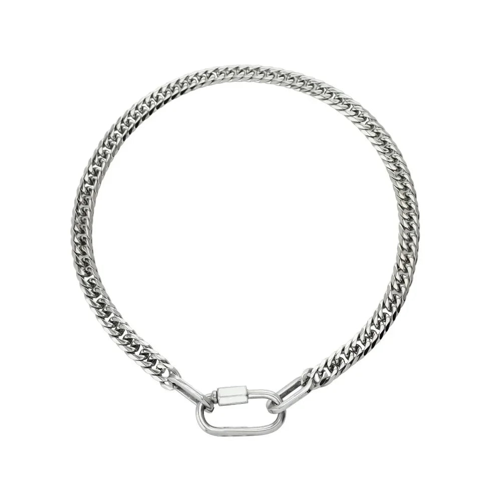 Lustrevia 18K Gold Plated Stainless Steel Two Tone Chunky Charm Necklace