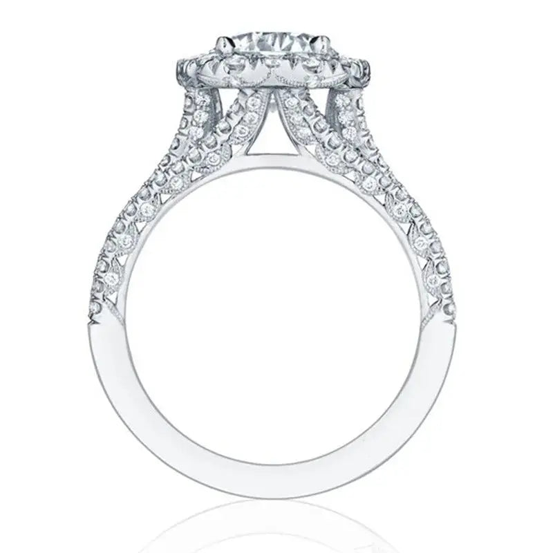 Lustrevia 925 Sterling Silver Square Moissanite Engagement Ring