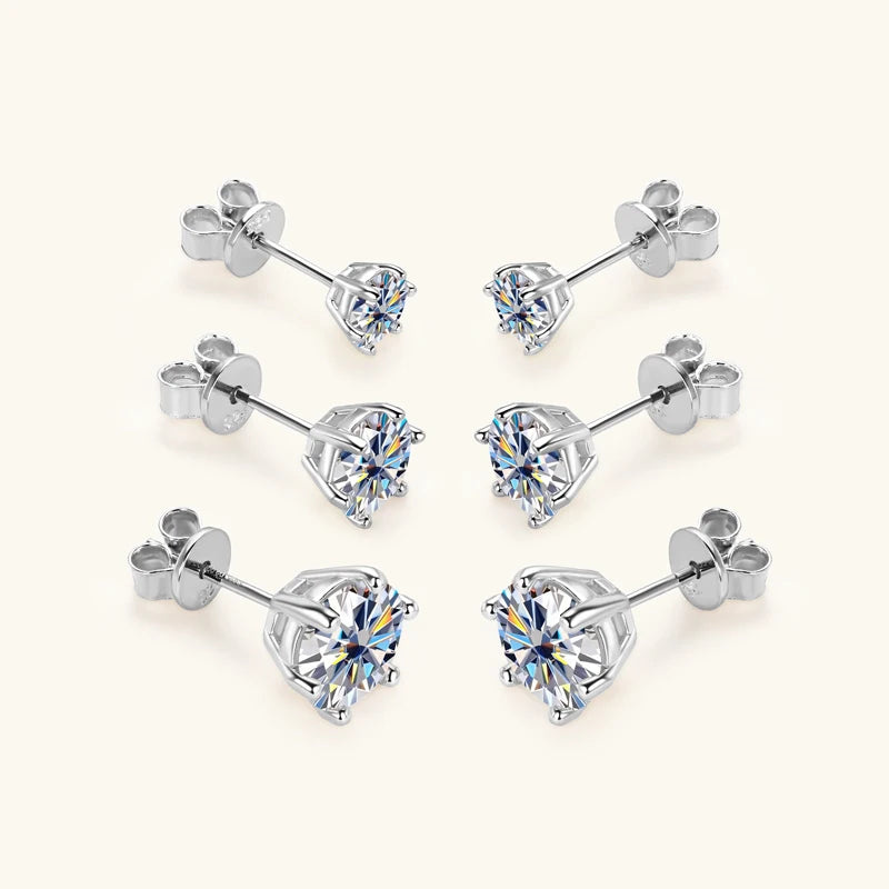 Lustrevia 925 Sterling Silver Moissanite Stud Earrings