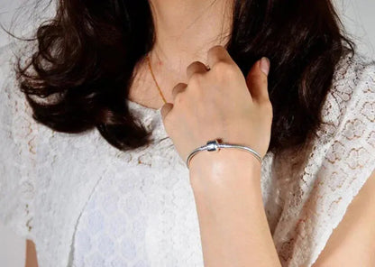 Lustrevia 925 Sterling Silver 3mm Snake Chain Bangle