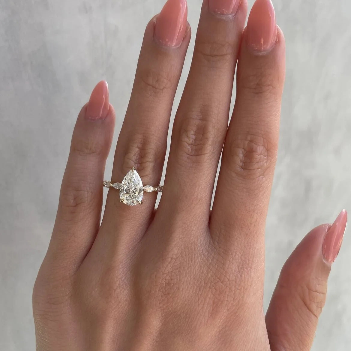 Lustrevia 18K Gold Plated Stainless Steel Water Drop Zircon Ring