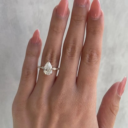 Lustrevia 18K Gold Plated Stainless Steel Water Drop Zircon Ring