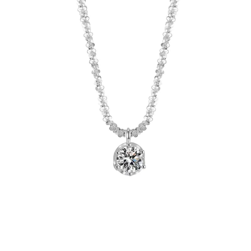 Lustrevia 925 Sterling Silver Sparkling Zircon Pendant Necklace