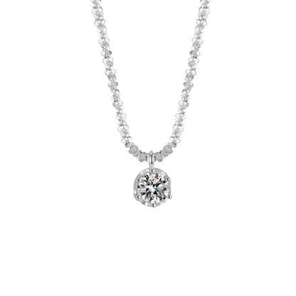 Lustrevia 925 Sterling Silver Sparkling Zircon Pendant Necklace