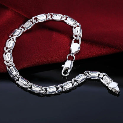 Lustrevia 925 Sterling Silver Solid Chain Charm Bracelet