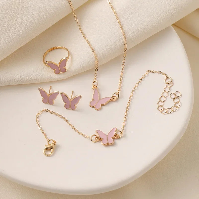 Lustrevia Gold Butterfly 5-Piece Jewelry Set