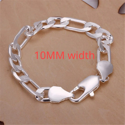 Lustrevia 925 Sterling Silver Solid Chain Charm Bracelet