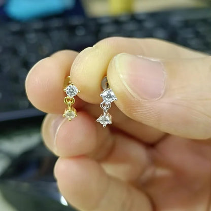 Lustrevia 925 Sterling Silver CZ Screw-Back Stud Earrings