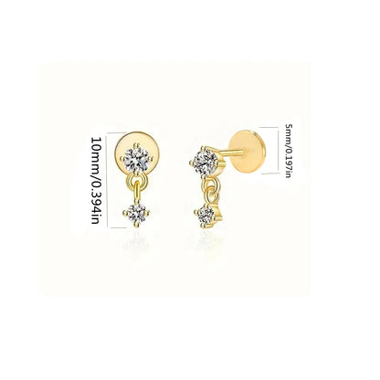 Lustrevia 925 Sterling Silver CZ Screw-Back Stud Earrings