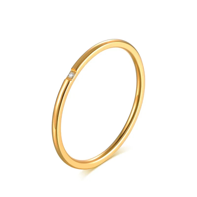 Lustrevia 18K Gold Plated Ultra Slim CZ Stackable Ring