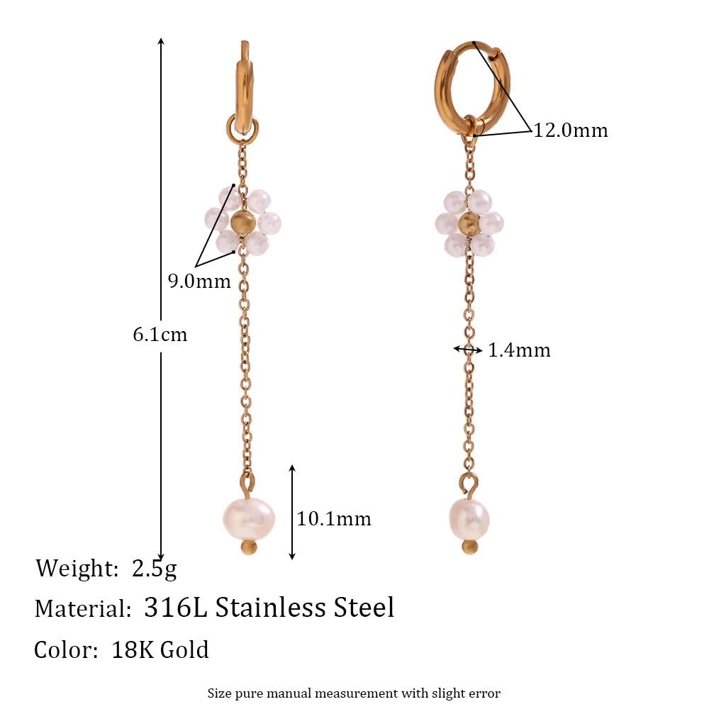 Lustrevia 18K Gold Plated Snowflake Tassel Hoop Earrings