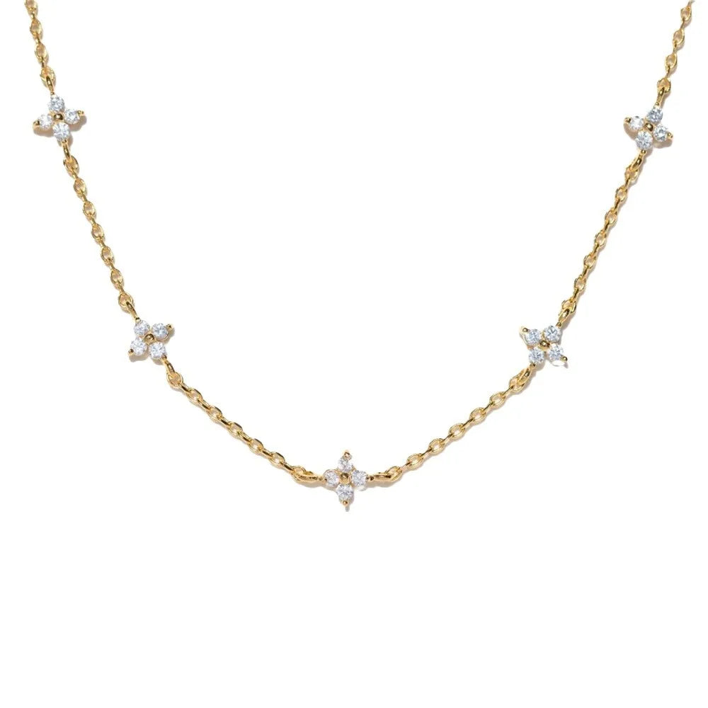Lustrevia 18K Gold Plated Four-Leaf Clover Collar Necklace