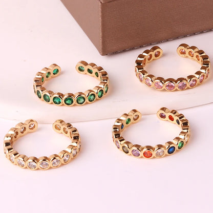 Lustrevia Rainbow Ring Gold Color Green Zircon Finger