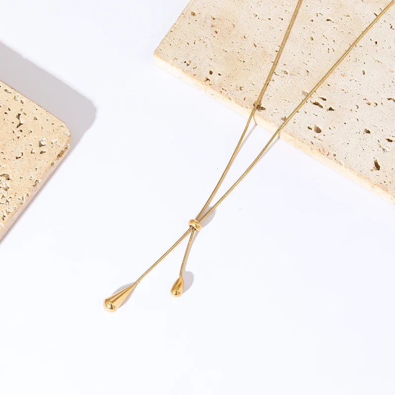 Lustrevia 18K Gold Plated Water Drop Pendant Necklace