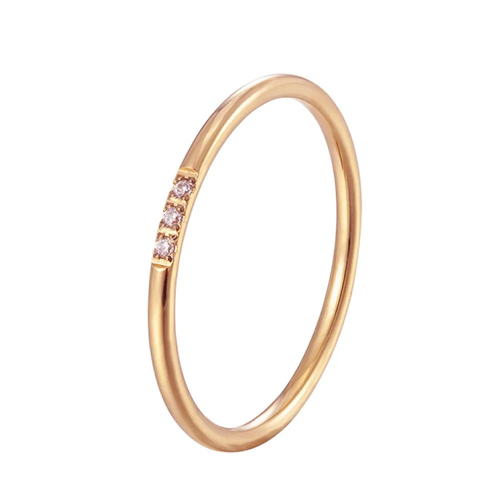 Lustrevia 18K Gold Plated Ultra Slim CZ Stackable Ring