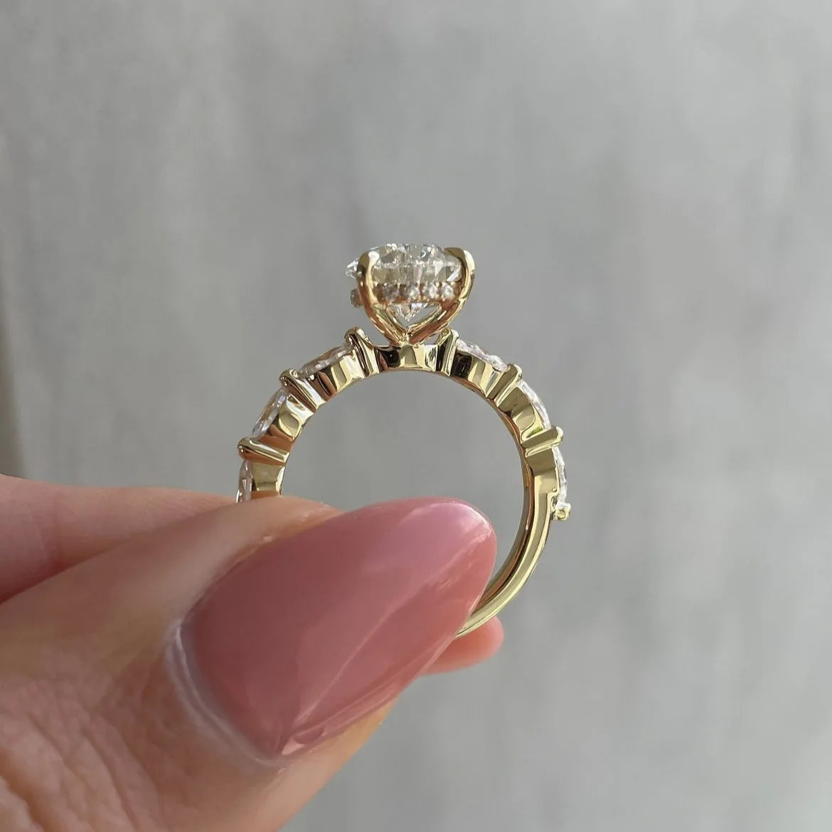 Lustrevia 18K Gold Plated Stainless Steel Water Drop Zircon Ring